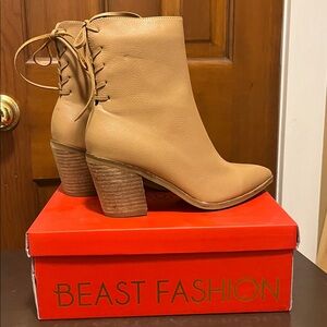 BEAST FASHION Beige Heeled Boots for Women
